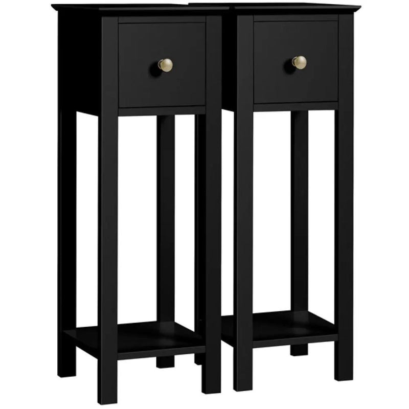 Slim Bedside Tables Set of 2 End Tables With Storage Drawers by Yaheetech