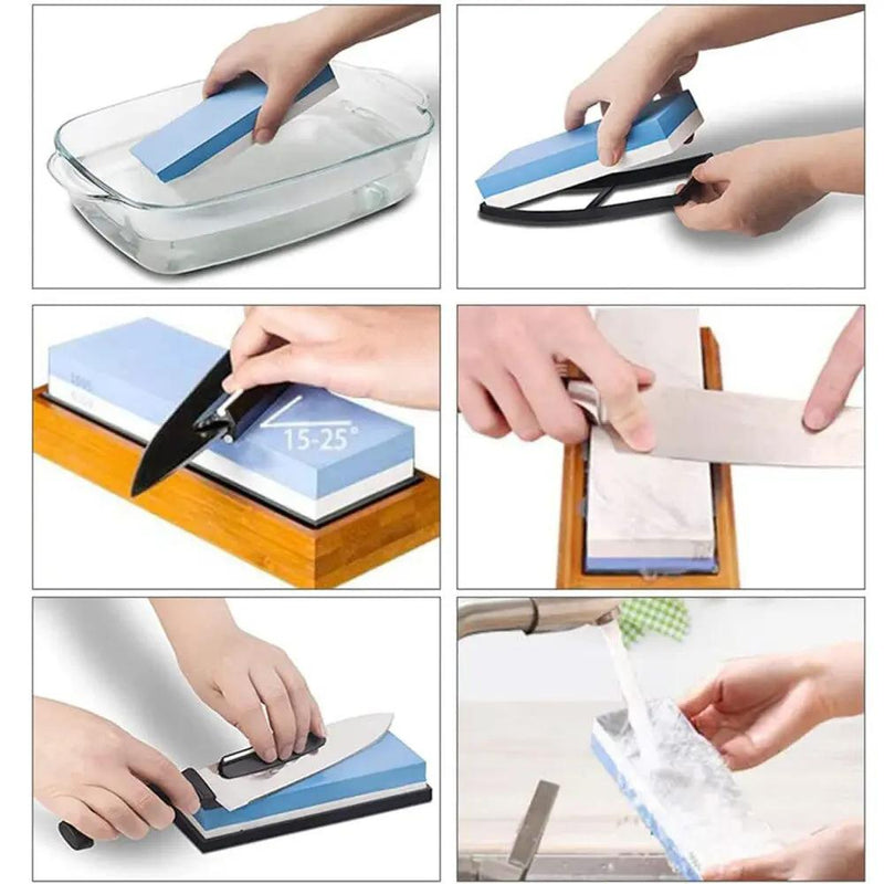Knife Sharpening Stone Kit 4001000 30008000 Grit Double Sided Whetstone WBase - Corundum by China Dropship