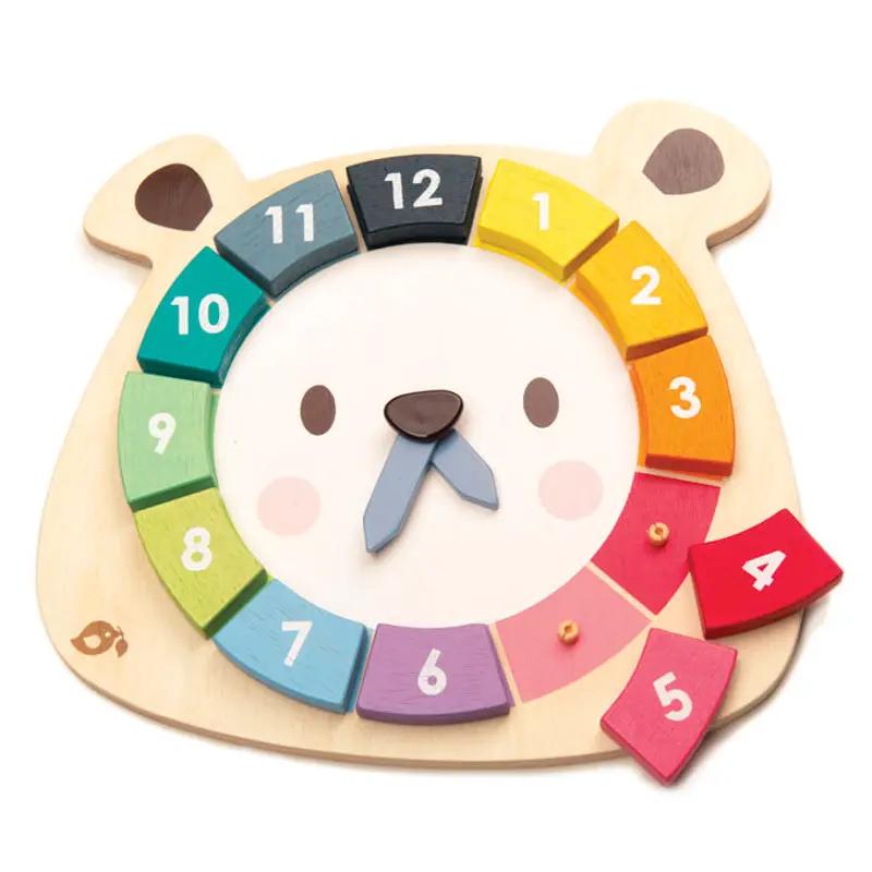 Wooden Bear Colours Clock - Tender Leaf Toys | Wooden Toy NZ by Curious Moonbeam