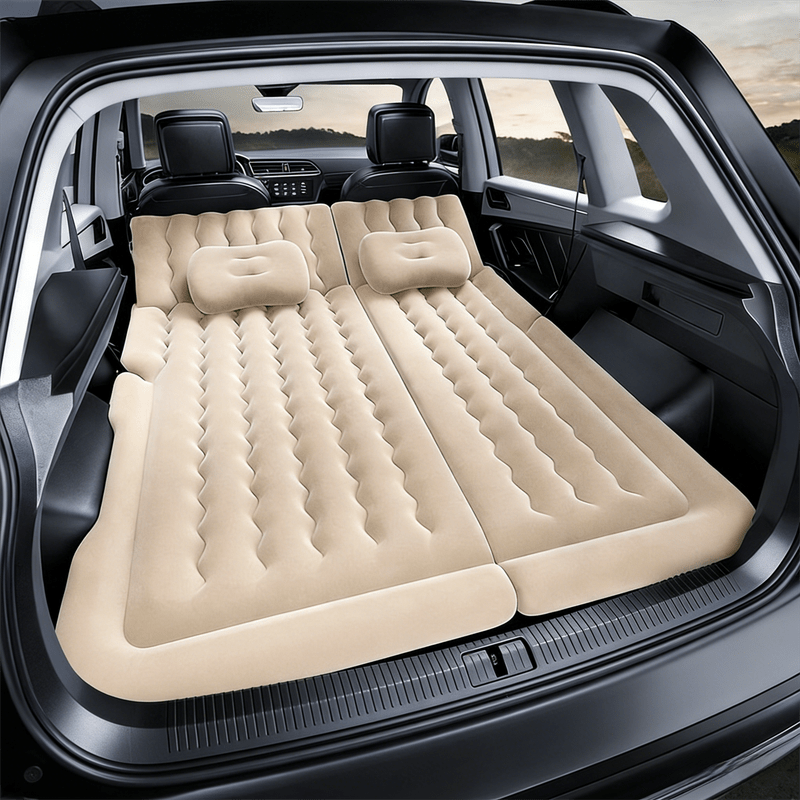 SportZone.co.nz Auto Accessories > Auto Accessories Others > Automotive Decor Beige Multi-Chamber Car Inflatable Air Mattress with Electric Pump, Storage Bag & Pillows for Universal Trunk Sleeping and Camping (174 x 126 CM) Beige Multi-Chamber Car Inflatable Air Mattress with Electric Pump, Storage Bag & Pillows for Universal Trunk Sleeping and Camping (174 x 126 CM)