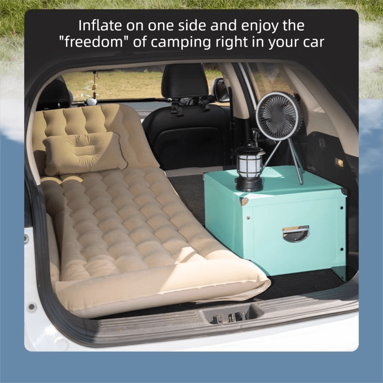 SportZone.co.nz Auto Accessories > Auto Accessories Others > Automotive Decor Beige Multi-Chamber Car Inflatable Air Mattress with Electric Pump, Storage Bag & Pillows for Universal Trunk Sleeping and Camping (174 x 126 CM) Beige Multi-Chamber Car Inflatable Air Mattress with Electric Pump, Storage Bag & Pillows for Universal Trunk Sleeping and Camping (174 x 126 CM)
