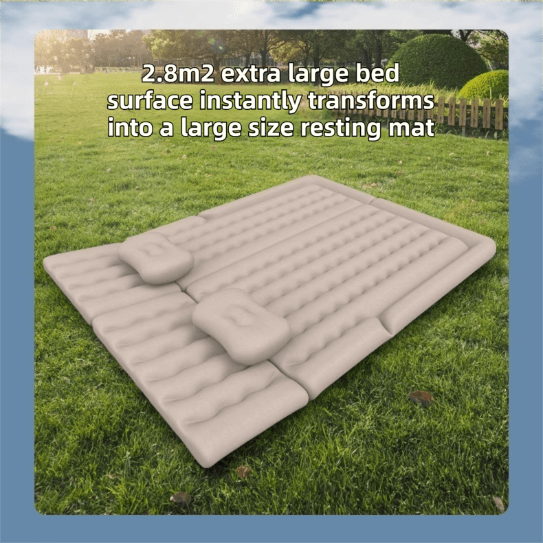 SportZone.co.nz Auto Accessories > Auto Accessories Others > Automotive Decor Beige Multi-Chamber Car Inflatable Air Mattress with Electric Pump, Storage Bag & Pillows for Universal Trunk Sleeping and Camping (174 x 126 CM) Beige Multi-Chamber Car Inflatable Air Mattress with Electric Pump, Storage Bag & Pillows for Universal Trunk Sleeping and Camping (174 x 126 CM)