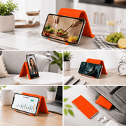 techplus Bendable Silicone Phone Holder – Foldable Mobile, Tablet & Desktop Stand Orange Black Bendable Silicone Phone Holder – Foldable Mobile, Tablet & Desktop Stand Orange Black