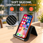 techplus Bendable Silicone Phone Holder – Foldable Mobile, Tablet & Desktop Stand Orange Black Bendable Silicone Phone Holder – Foldable Mobile, Tablet & Desktop Stand Orange Black