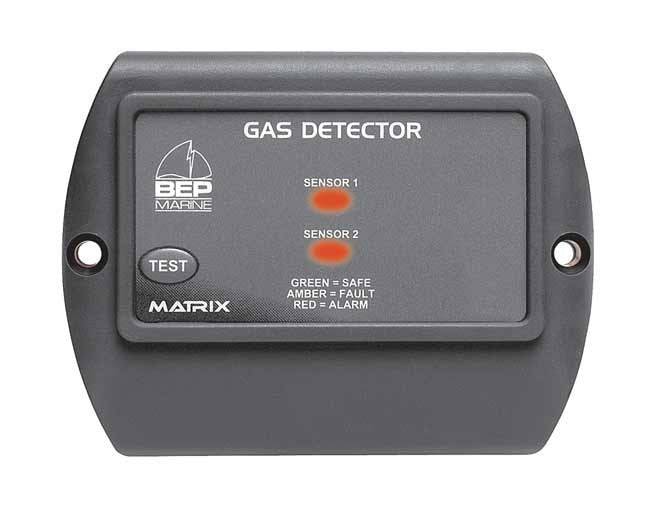 BEP Gas Detector 600-GD LPG + Petrol control panel with sensor indicators and test switch.