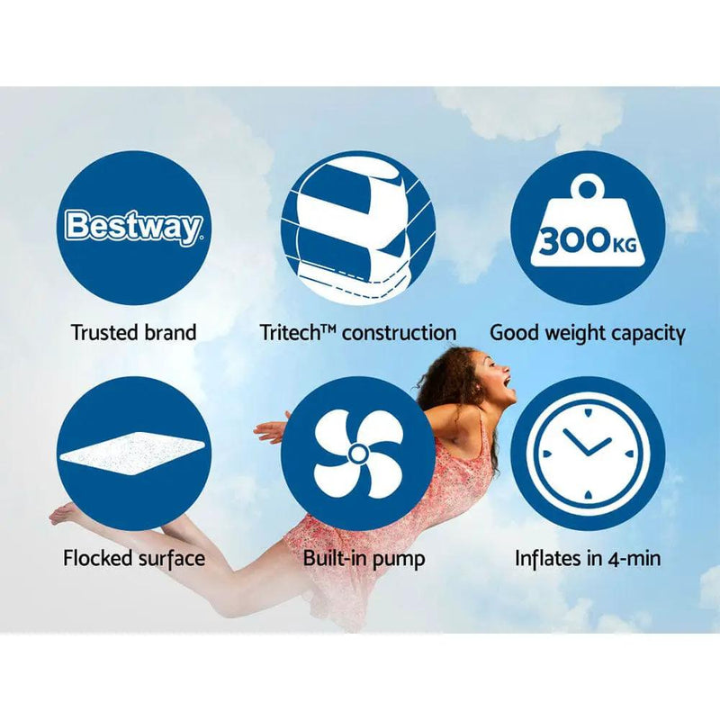 SportZone.co.nz Home & Garden > Inflatable Mattress Bestway Air Bed Beds Mattress Premium Inflatable Built-in Pump Queen Size Bestway Air Bed Beds Mattress Premium Inflatable Built-in Pump Queen Size
