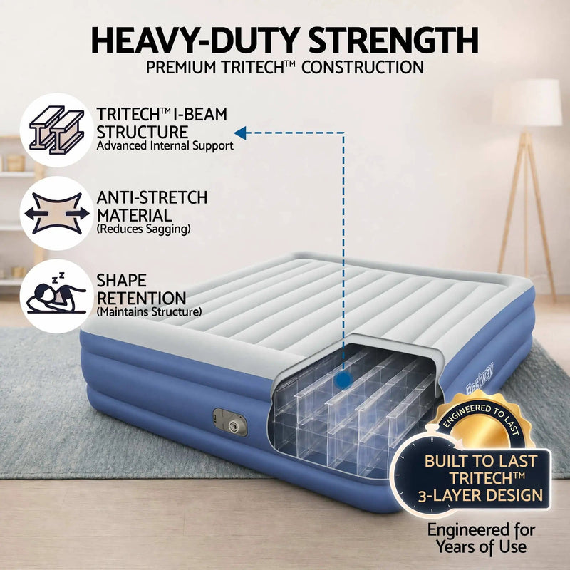 SportZone.co.nz Home & Garden > Inflatable Mattress Bestway King Air Mattress with Built-in Pump Tritech Inflatable Bed 56cm Bestway King Air Mattress with Built-in Pump Tritech Inflatable Bed 56cm