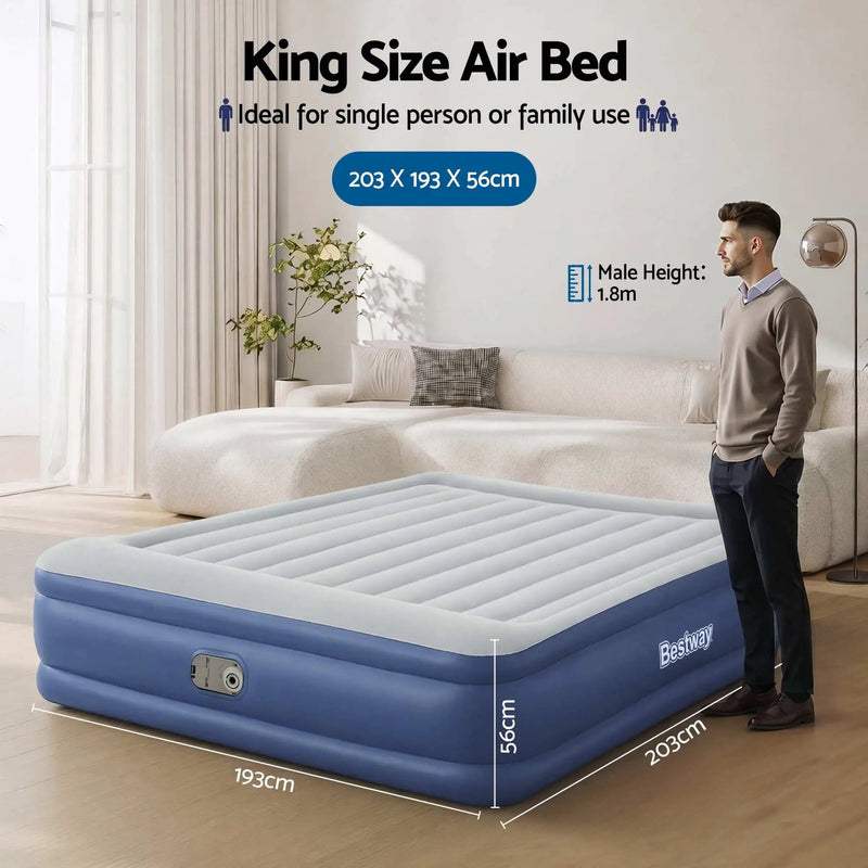 SportZone.co.nz Home & Garden > Inflatable Mattress Bestway King Air Mattress with Built-in Pump Tritech Inflatable Bed 56cm Bestway King Air Mattress with Built-in Pump Tritech Inflatable Bed 56cm