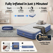 Bestway Air Mattress Queen Inflatable Bed 46cm Airbed Blue by SportZone.co.nz