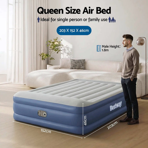 SportZone.co.nz Outdoor Recreation > Camping > Inflatable Mattresses Bestway Air Mattress Queen Inflatable Bed 46cm Airbed Blue Bestway Air Mattress Queen Inflatable Bed 46cm Airbed Blue