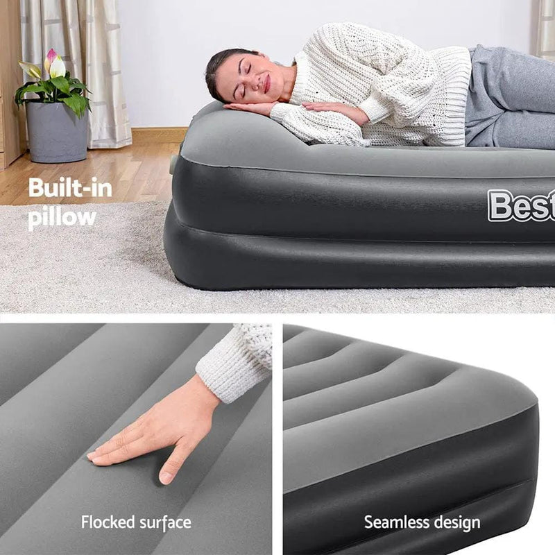 SportZone.co.nz Outdoor > Camping Bestway Air Mattress Single Inflatable Bed 46cm Airbed Black Bestway Air Mattress Single Inflatable Bed 46cm Airbed Black