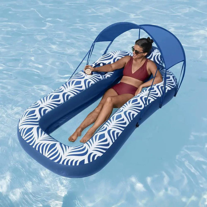 SportZone.co.nz Home & Garden > Pool & Accessories > Pool Toys & Inflatables Bestway Inflatable Floating Float Lounger with Sunshade Canopy 1.98Mx1.12M Blue Bestway Inflatable Floating Float Lounger with Sunshade Canopy 1.98Mx1.12M Blue