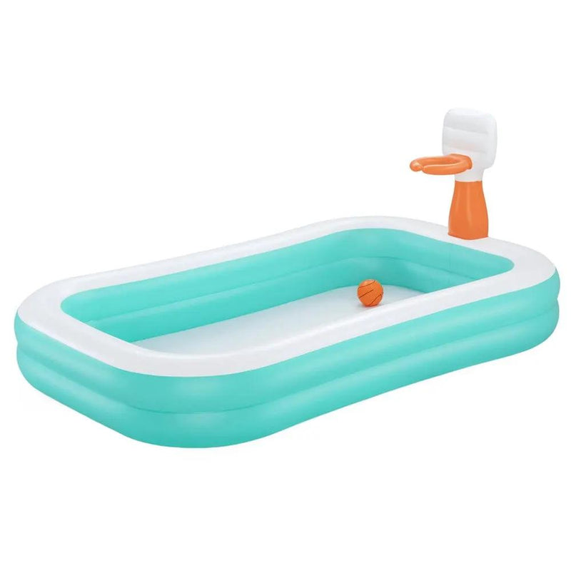 SportZone.co.nz Home & Garden > Pool & Accessories > Pool Toys & Inflatables Bestway Kids Inflatable Pool Above Ground Play Pools Basketball Hoop 251x168cm Bestway Kids Inflatable Pool Above Ground Play Pools Basketball Hoop 251x168cm
