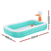 SportZone.co.nz Home & Garden > Pool & Accessories > Pool Toys & Inflatables Bestway Kids Inflatable Pool Above Ground Play Pools Basketball Hoop 251x168cm Bestway Kids Inflatable Pool Above Ground Play Pools Basketball Hoop 251x168cm