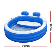 SportZone.co.nz Home & Garden > Pool & Accessories > Swimming Pools Bestway Kids Inflatable Pool Above Ground Pools Bench Seat Cup Holder 231x219cm Bestway Kids Inflatable Pool Above Ground Pools Bench Seat Cup Holder 231x219cm