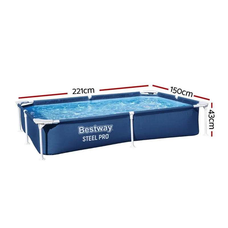 SportZone.co.nz Home & Garden > Pool & Accessories > Swimming Pools Bestway Swimming Pool 221x150x43cm Steel Frame Above Ground Pools 1200L Bestway Swimming Pool 221x150x43cm Steel Frame Above Ground Pools 1200L