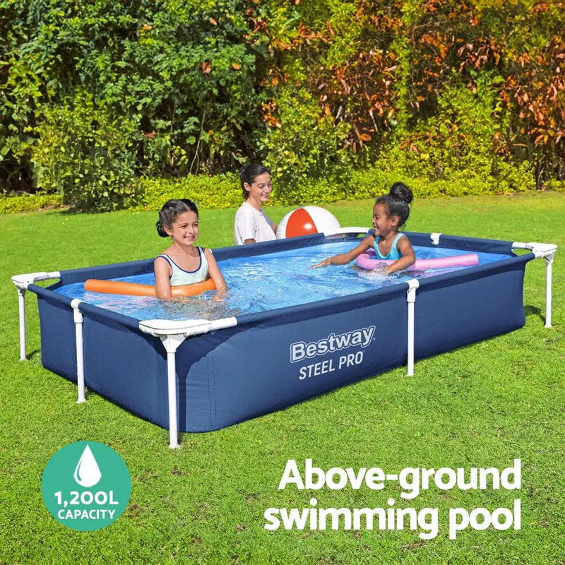 SportZone.co.nz Home & Garden > Pool & Accessories > Swimming Pools Bestway Swimming Pool 221x150x43cm Steel Frame Above Ground Pools 1200L Bestway Swimming Pool 221x150x43cm Steel Frame Above Ground Pools 1200L