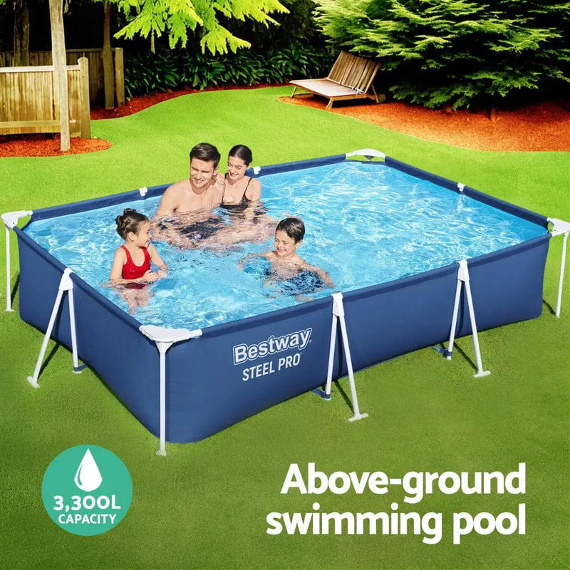 SportZone.co.nz Home & Garden > Pool & Accessories > Swimming Pools Bestway Swimming Pool 300x201x66cm Steel Frame Above Ground Pools w/ Filter Pump 3300L Bestway Swimming Pool 300x201x66cm Steel Frame Above Ground Pools w/ Filter Pump 3300L