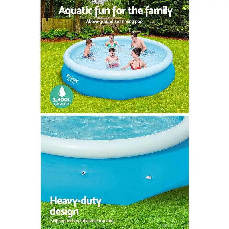 SportZone.co.nz Home & Garden > Pool & Accessories > Swimming Pools Bestway Swimming Pool 305x76cm Above Ground Round Inflatable Pools 3800L Bestway Swimming Pool 305x76cm Above Ground Round Inflatable Pools 3800L