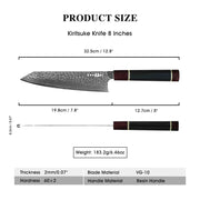 Kegani Kiritsuke Knife - 8 Inch Professional Japanese Chef's Knife 67 Layers Japanese VG-10 Damascus Steel Ultra-Sharp Kitchen Knives Gyuto Knife - Ergonomic Handle, Gift Box - Kiritsuke Knife by China Dropship