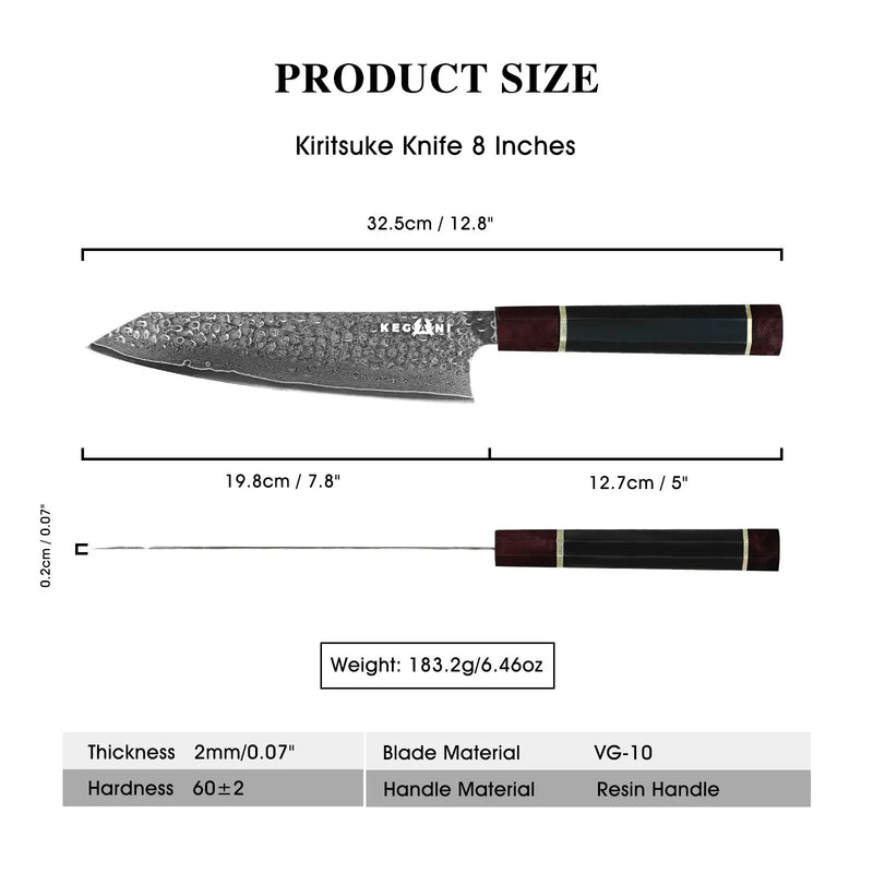 Kegani Kiritsuke Knife - 8 Inch Professional Japanese Chef's Knife 67 Layers Japanese VG-10 Damascus Steel Ultra-Sharp Kitchen Knives Gyuto Knife - Ergonomic Handle, Gift Box - Kiritsuke Knife by China Dropship