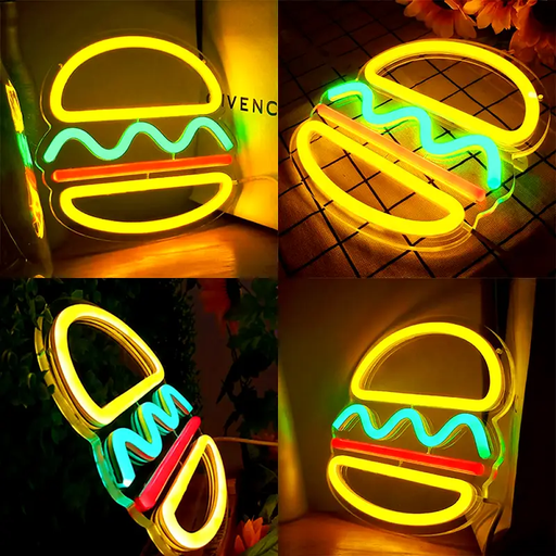 Neon Sign LED Tube Handmade Visual Bar Pub Club Wall Decor Ligh Burger by dealonline.co.nz