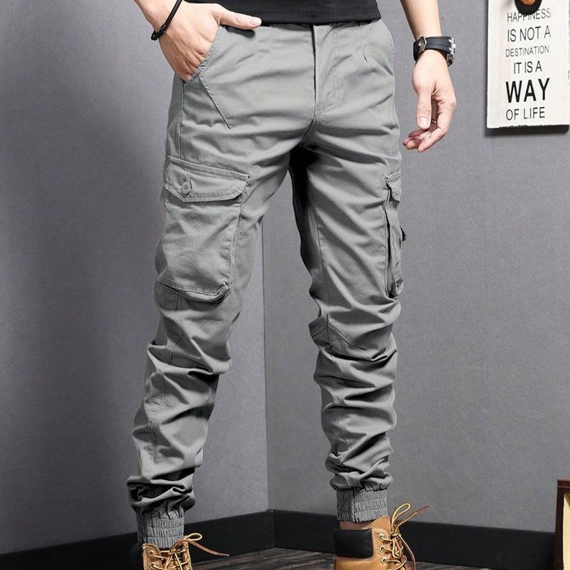 Men's Cotton Cargo Pants With Breathable Fabric And Multiple Pockets For Hiking