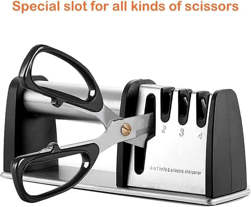 1pcs 4-in-1 Kitchen Blade And Scissor Sharpening Tool - Black by China Dropship