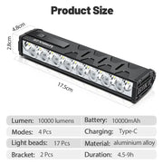 10000-Lumen Bicycle Front Light (Rechargeable) by Habicare