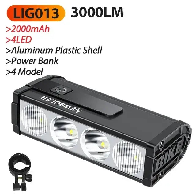 10000-Lumen Bicycle Front Light (Rechargeable) by Habicare