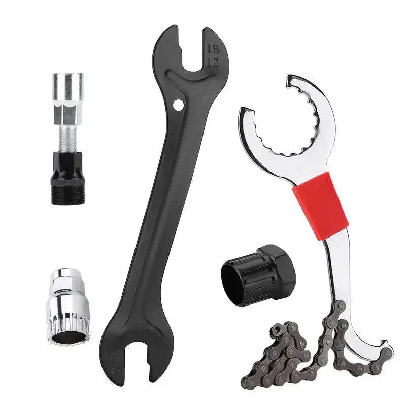 Habicare Bicycle Repair Tool Set with Chain Breaker, Spoke Wrench, Bottom Bracket & Freewheel Removal Tools Bicycle Repair Tool Set with Chain Breaker, Spoke Wrench, Bottom Bracket & Freewheel Removal Tools