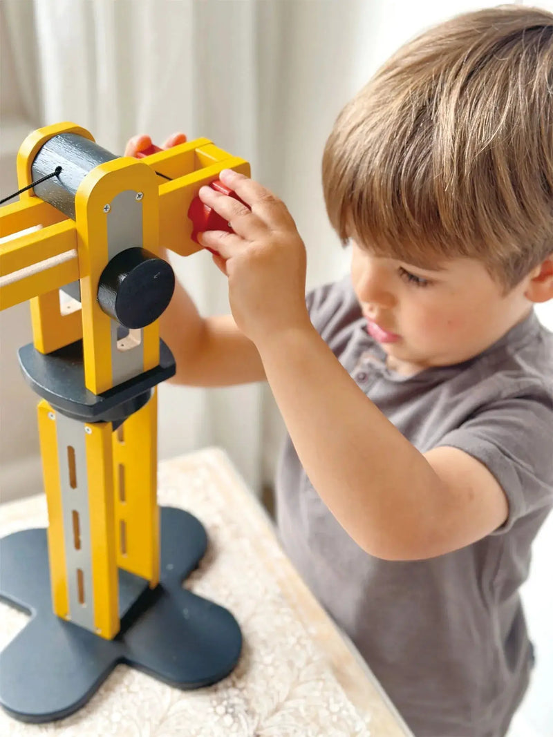 Big Yellow Crane – Mentari | Construction Toy NZ by Curious Moonbeam