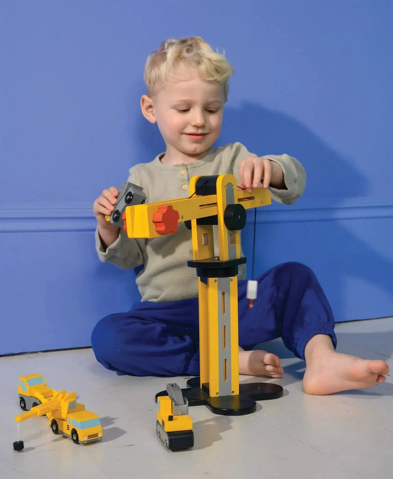 Big Yellow Crane – Mentari | Construction Toy NZ by Curious Moonbeam