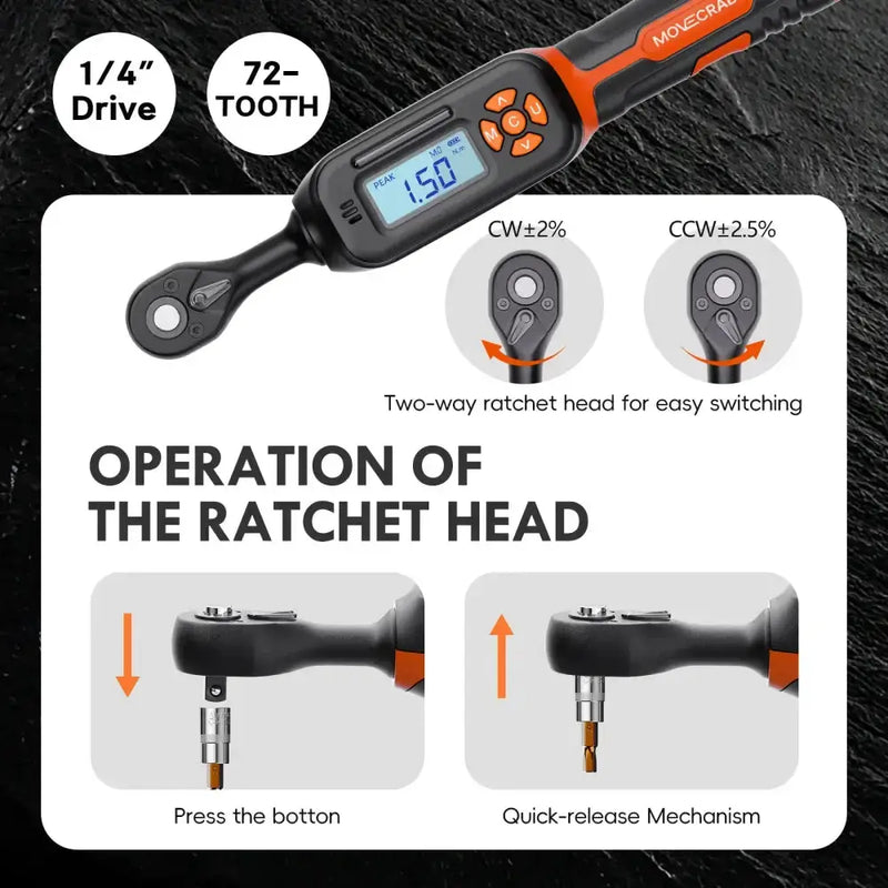 Bike Digital Torque Wrench Set (1/4″ Drive) (40pcs) by Habicare