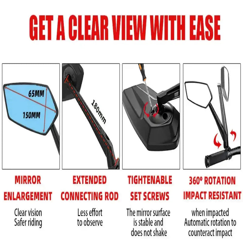 Bike Rear View Mirror 360° Adjustable (different models available) by Habicare