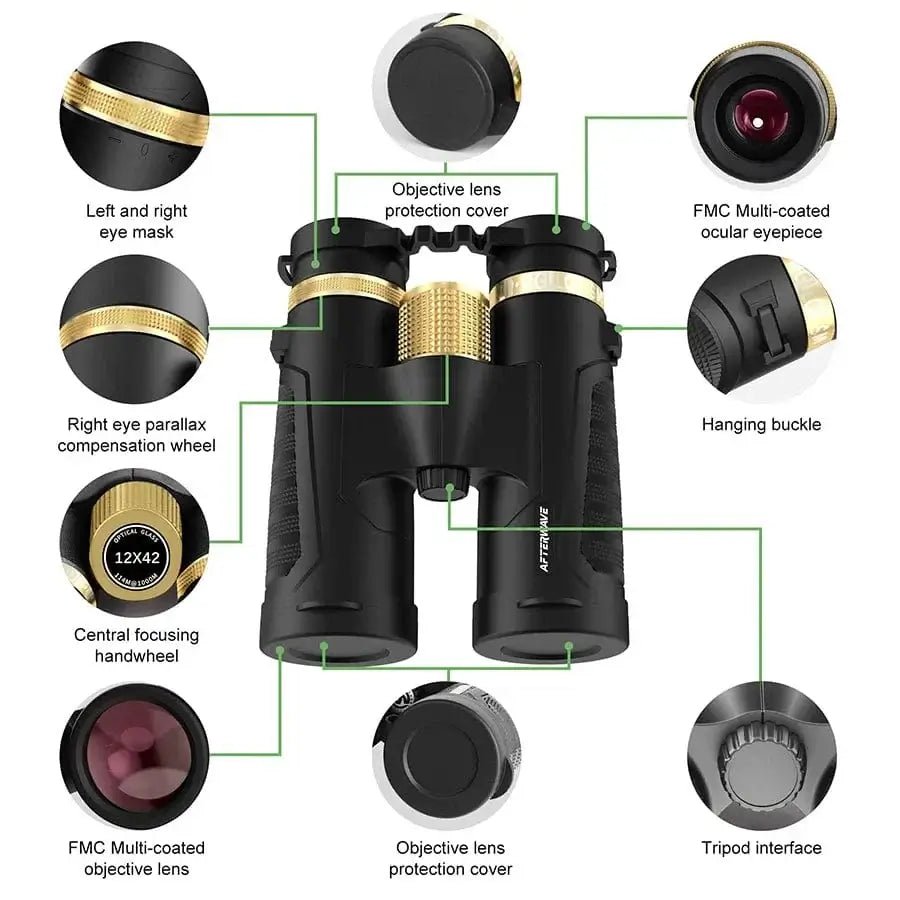 China China black Binoculars 12x42 Metal Wheels with High Definition and High Quality Are Suitable for Hiking, Bird Watching and Concerts