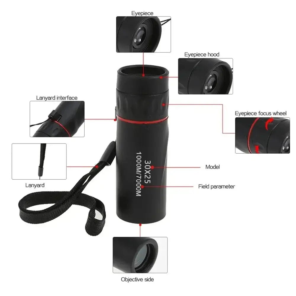 China China 1PC Binoculars High Definition Monocular Telescope 30X25 Waterproof Mini Portable  Zoom 10X Scope For Travel Hunting
