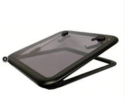 Black Alloy Boat Escape Hatch – Premium Strength, Style, showcasing sleek design with a clear top and sturdy frame.