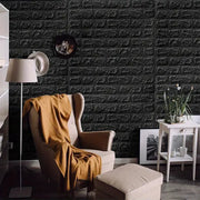 Black Brick Pattern Self-Adhesive Wallpaper (40 Pcs) by Habicare