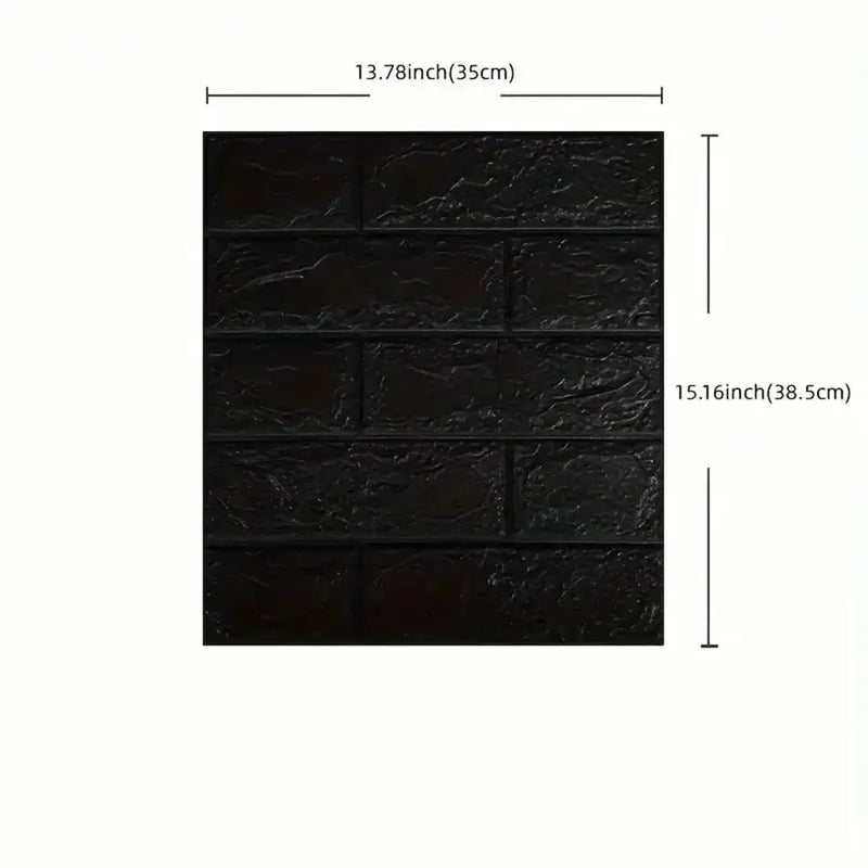 Black Brick Pattern Self-Adhesive Wallpaper (40 Pcs) by Habicare
