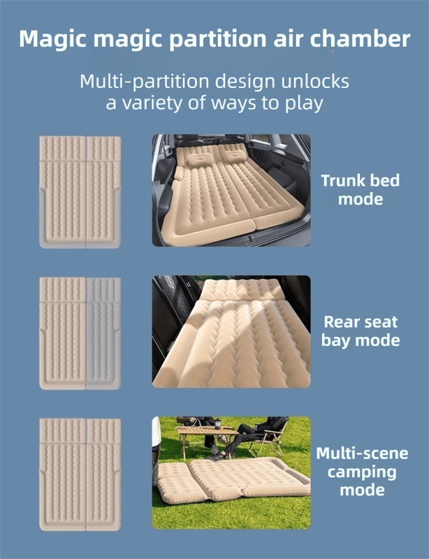 SportZone.co.nz Auto Accessories > Auto Accessories Others > Automotive Decor Black Multi-Chamber Car Inflatable Air Mattress with Electric Pump, Storage Bag & Pillows for Universal Trunk Sleeping and Camping (174 x 126 CM) Black Multi-Chamber Car Inflatable Air Mattress with Electric Pump, Storage Bag & Pillows for Universal Trunk Sleeping and Camping (174 x 126 CM)