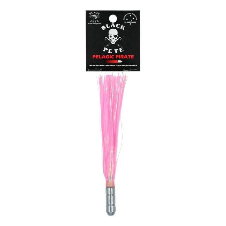 Black Pete Pelagic Pirate Flash 5.5" Lure in pink skirted design for catching pelagic fish.
