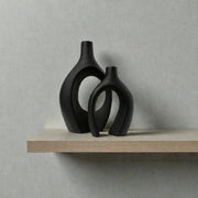 Frankly Cotton Ceramic Black Sculptural Vase Set (2-Piece) by Nest & Stem Homewares