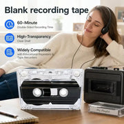 Habicare 60 Minute Blank Transparent Cassette Tape for Audio Recording 60 Minute Blank Transparent Cassette Tape for Audio Recording