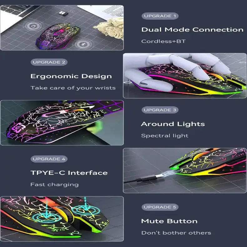 Bluetooth 5.2 RGB Dual-Mode Wireless Gaming Mouse (different models available) by Habicare