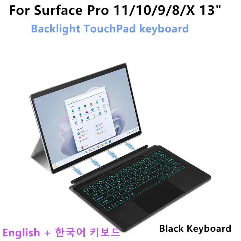 Habicare Bluetooth Backlit Keyboard with Touchpad for Microsoft Surface Pro 8, 9, 10, 11 & Pro X Bluetooth Backlit Keyboard with Touchpad for Microsoft Surface Pro 8, 9, 10, 11 & Pro X