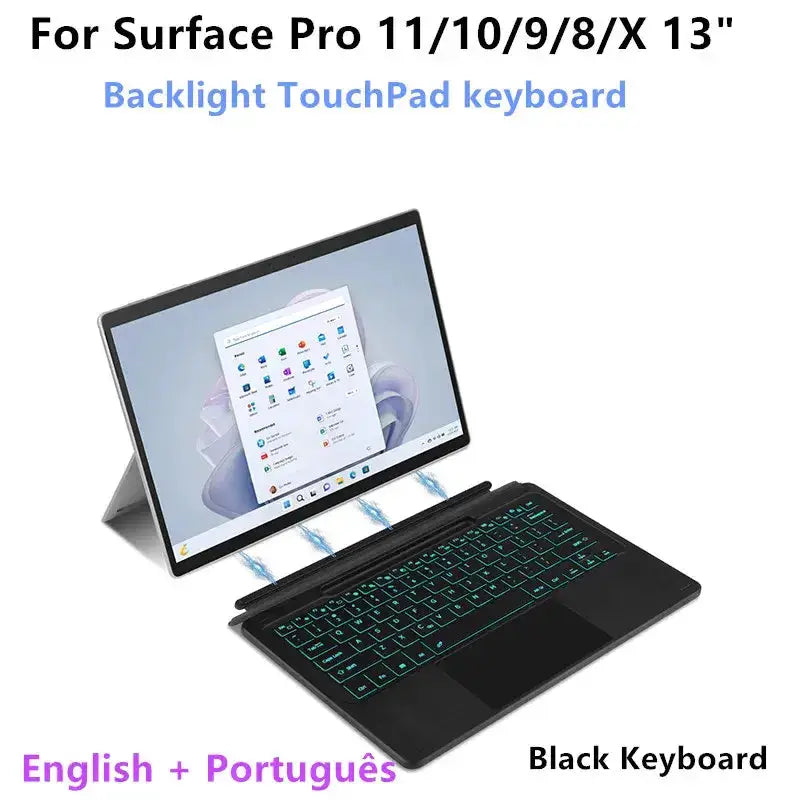 Habicare Bluetooth Backlit Keyboard with Touchpad for Microsoft Surface Pro 8, 9, 10, 11 & Pro X Bluetooth Backlit Keyboard with Touchpad for Microsoft Surface Pro 8, 9, 10, 11 & Pro X