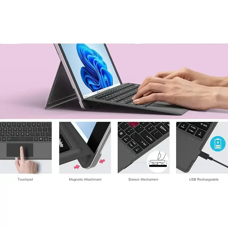 Habicare Bluetooth Detachable Slim Cover Keyboard for Microsoft Surface Pro 3–11, Pro X & Pro 7+ Bluetooth Detachable Slim Cover Keyboard for Microsoft Surface Pro 3–11, Pro X & Pro 7+