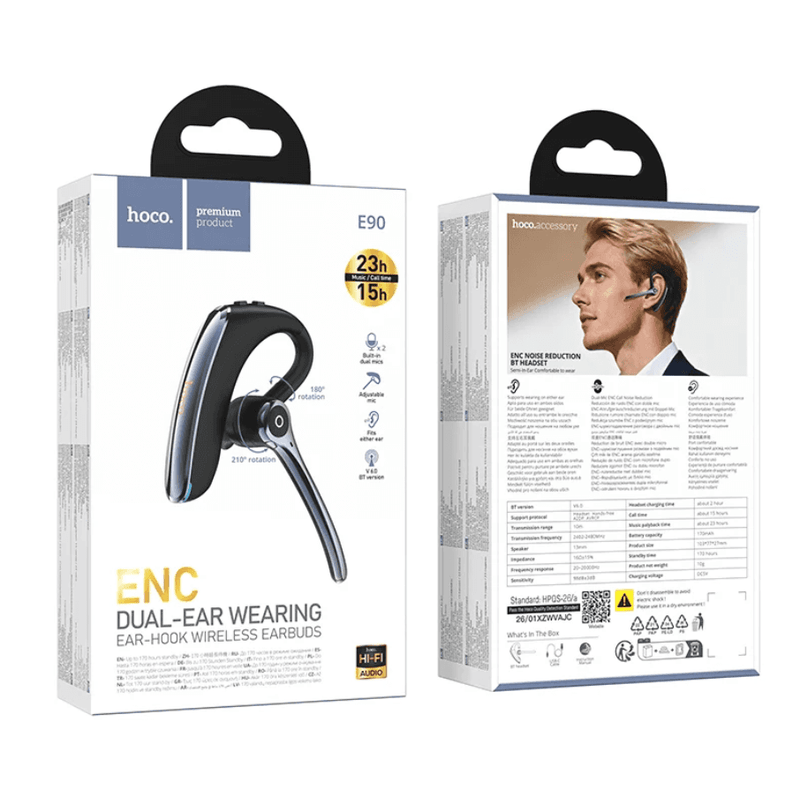 techplus Bluetooth Single Earphone with Dual-Mic ENC Noise Cancelling – Bluetooth 6.0 | 23-Hour Battery Life (E90) Bluetooth Single Earphone with Dual-Mic ENC Noise Cancelling – Bluetooth 6.0 | 23-Hour Battery Life (E90)