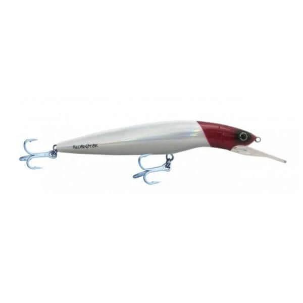 Bluewater F18 Minnow Lures Red Head featuring a red head design and premium hooks for effective fishing.